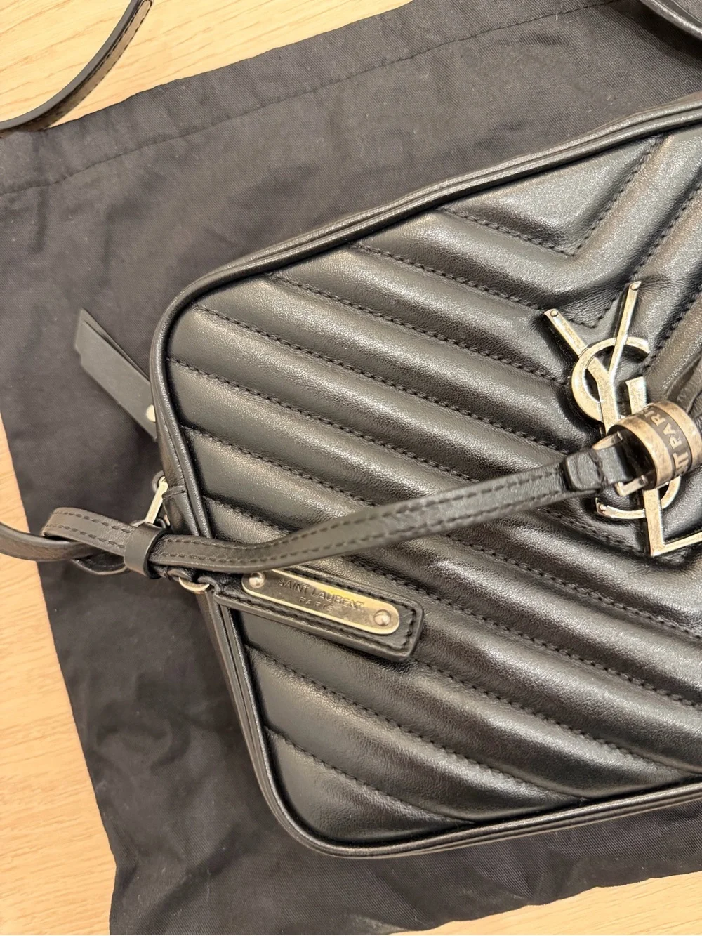 YSL Saint Laurent Black Quilted Leather Camera Crossbody with Tassel
